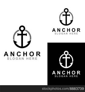Logo and anchor symbol design vector.