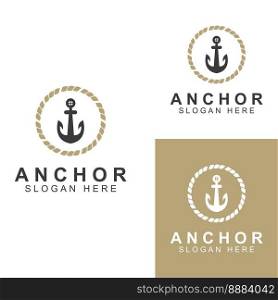 Logo and anchor symbol design vector.