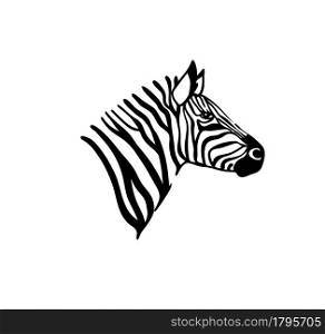 Logo animal face Zebra. Silhouette of the Head vector illustration