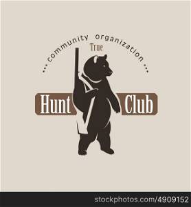 Logo bear with a gun. Vector logo of a hunting club.