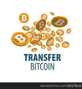 logo bitcoin money transfer. Vector logo of cryptocurrency. Bitcoin money transfer. Remittance