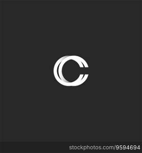 Logo c letter monogram combination cc mark simple vector image