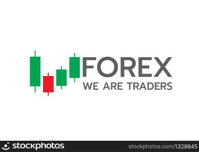 Logo candlestick trading chart analyzing in forex
