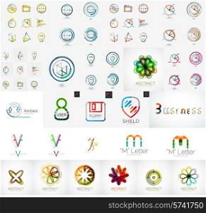 Logo collection, abstract geometric business icon set, company branding identity designe lements