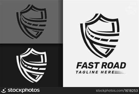 Logo Combination between shield and road. Usable for Automotive, Business, Security, Technology Logo Design.