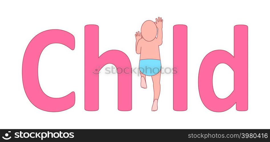 Logo crawling baby. The toddler is the letter ?I? in the word ?child?.