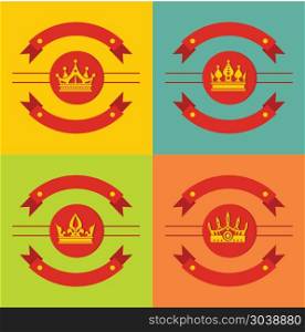 Logo crown icons on color background. Logo crown icons on color background. Royal element for king, vector illustration
