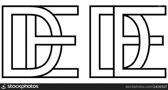 Logo de and ed icon sign two interlaced letters D e, vector logo de ed first capital letters pattern alphabet d e