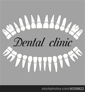 logo dental clinic, teeth upper and lower jaws in vector. Dental clinic
