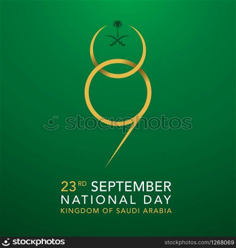 logo design Anniversary 89 years The national holiday of the Kingdom of Saudi Arabia, is celebrated on September 23rd minimal graphic design