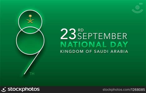 logo design Anniversary 89 years The national holiday of the Kingdom of Saudi Arabia, is celebrated on September 23rd minimal graphic design