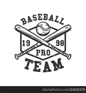 logo design baseball pro team 1998 with baseball and crossed baseball bets vintage illustration