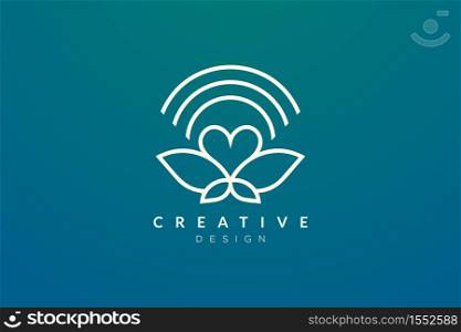 Logo design combined from the shape of a leaf and heart. Simple and modern vector design for business brands in the spa, hotel, beauty, health, fashion, cosmetic, boutique, salon, yoga, therapy