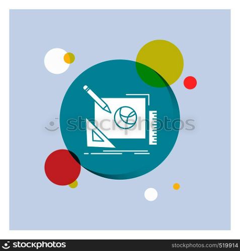 logo, design, creative, idea, design process White Glyph Icon colorful Circle Background. Vector EPS10 Abstract Template background