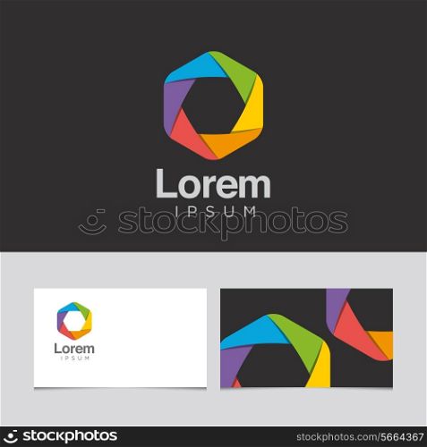 Logo design element with business card template 03