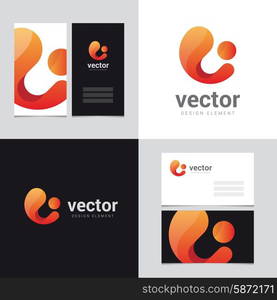 Logo design element with two business cards template - 22 - Vector graphic design elements for brand identity.