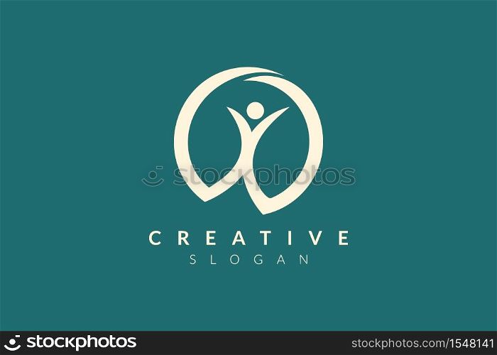 Logo design of people who are happy to celebrate something. Minimalist and modern vector design suitable for community, business, and product brands.