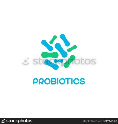 Logo design related to probiotic bacteria. Healthy nutrition ingredient for therapeutic.