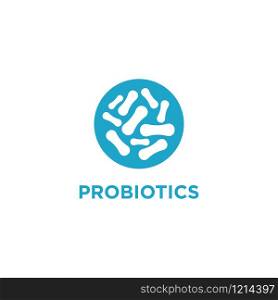 Logo design related to probiotic bacteria. Healthy nutrition ingredient for therapeutic.