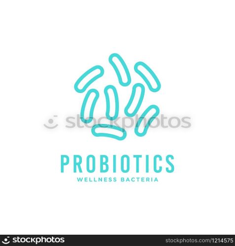 Logo design related to probiotics bacteria. Healthy nutrition ingredient for therapeutic