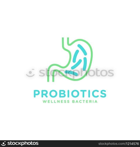 Logo design related to probiotics bacteria. Healthy nutrition ingredient for therapeutic inside stomach