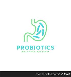 Logo design related to probiotics bacteria. Healthy nutrition ingredient for therapeutic inside stomach