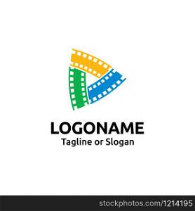 Logo design template related to video or player icon incorporated with negative film