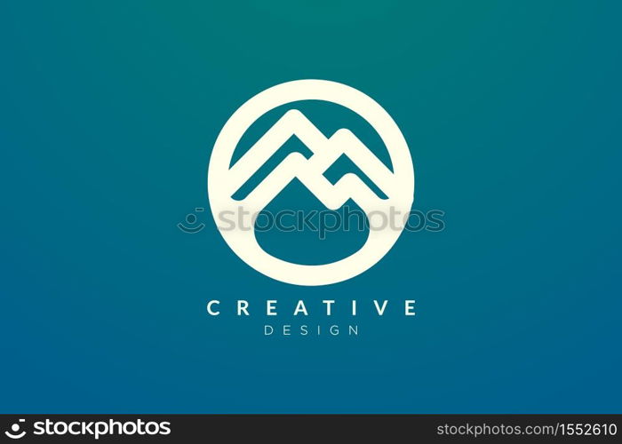 Logo design that combines circle objects with mountains. Minimalist and modern vector design for your business brand or product