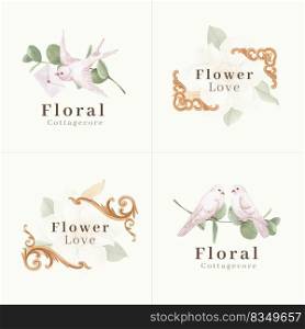 Logo design with cottagecore flowers concept,watercolor style 