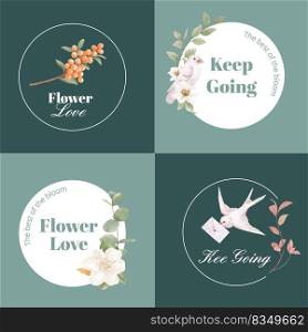 Logo design with cottagecore flowers concept,watercolor style
