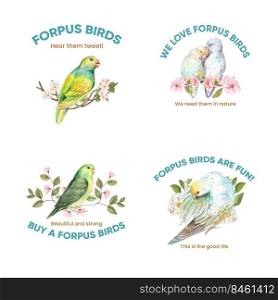 Logo design with forpus bird concept,watercolor style 