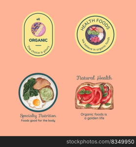 Logo design with healthy food concept,watercolor style 