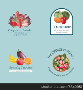 Logo design with healthy food concept,watercolor style 