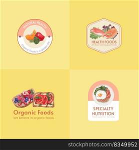 Logo design with healthy food concept,watercolor style 