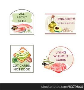 Logo design with ketogenic diet concept for branding and marketing watercolor vector illustration.
