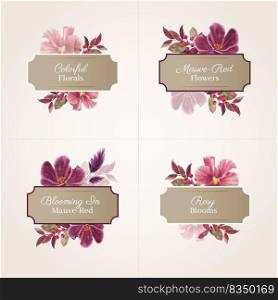 Logo design with muave red floral concept,watercolor style
