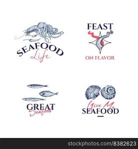 Logo design with seafood concept for branding and marketing vector illustration 