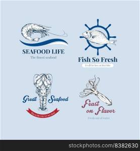 Logo design with seafood concept for branding and marketing vector illustration 