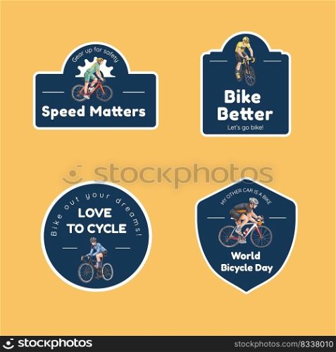 Logo design with world bicycle day concept,watercolor style
