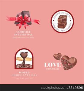Logo design with world chocolate day concept,watercolor style 