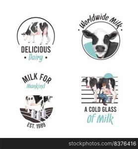 Logo design with world milk day concept,watercolor style 