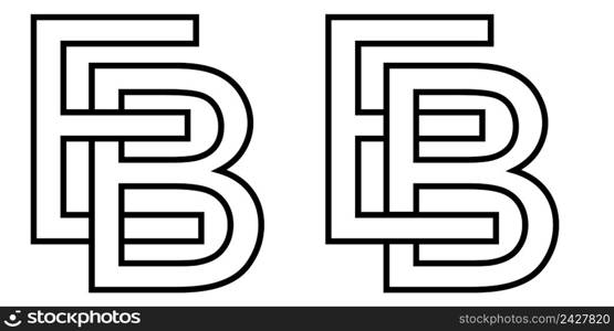 Logo eb and be icon sign two interlaced letters E B, vector logo eb be first capital letters pattern alphabet e b