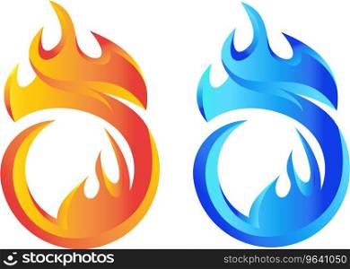 Logo fire anda water hot in cold Royalty Free Vector Image