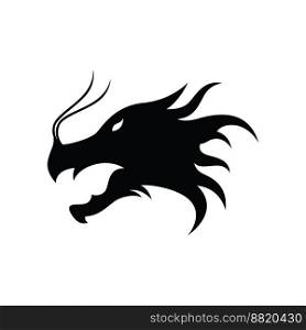 Logo fire dragon head and wings isolated background.