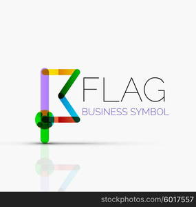 Logo flag, abstract vector linear geometric business icon