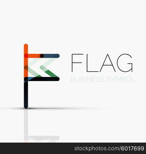 Logo flag, abstract vector linear geometric business icon