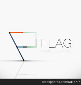 Logo flag, abstract vector linear geometric business icon