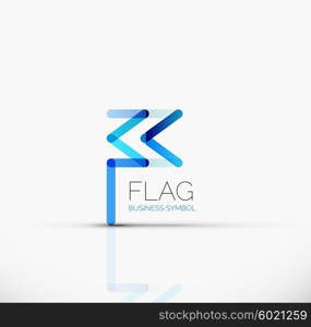 Logo flag, abstract vector linear geometric business icon