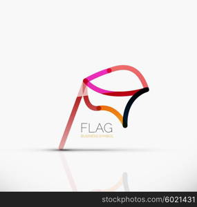 Logo flag, abstract vector linear geometric business icon