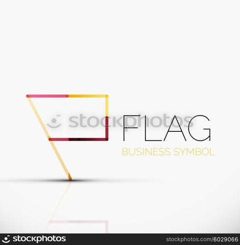 Logo flag, abstract vector linear geometric business icon